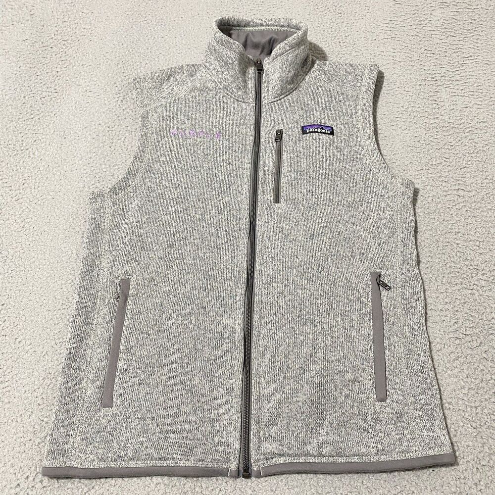 Patagonia Purple Brand Vest Men Small Gray Worn Wear Fleece Full Zip Active Golf
